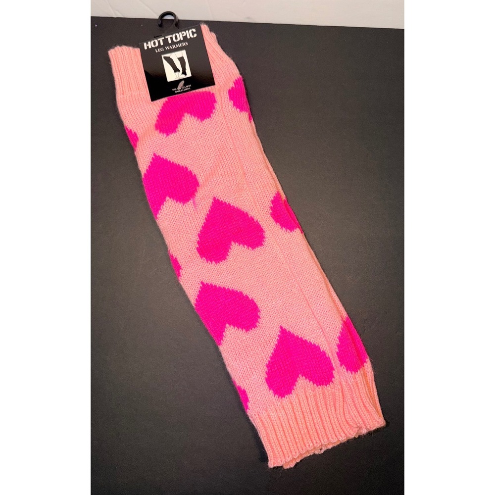 Hot Topic Pink Heart Leg Warmers One Size Y2K Alternative Knit 18795432 NEW‎